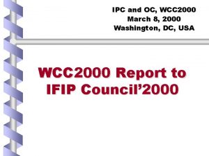 IPC and OC WCC 2000 March 8 2000