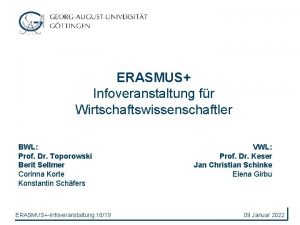 ERASMUS Infoveranstaltung fr Wirtschaftswissenschaftler BWL Prof Dr Toporowski