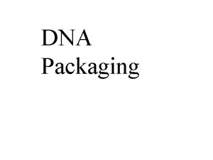 DNA Packaging Objectives DNA packaging in prokaryotes How