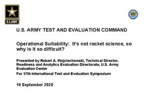 U S ARMY TEST AND EVALUATION COMMAND Operational