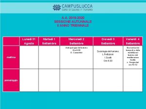 A A 2019 2020 SESSIONE AUTUNNALE II ANNO