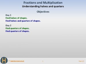 Fractions and Multiplication Understanding halves and quarters Objectives
