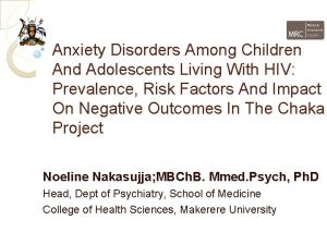 Anxiety Disorders Among Children And Adolescents Living With