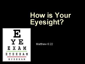 How is Your Eyesight Matthew 6 22 Matthew