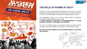 THE ROLE OF WOMEN IN TECH Women in
