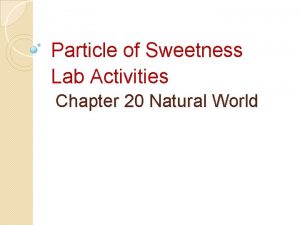 Particle of Sweetness Lab Activities Chapter 20 Natural