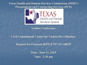 Texas Health and Human Services Commission HHSC Procurement