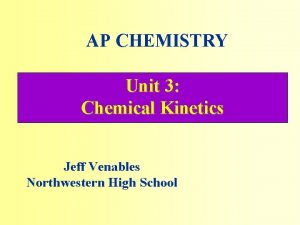 AP CHEMISTRY Unit 3 Chemical Kinetics Jeff Venables