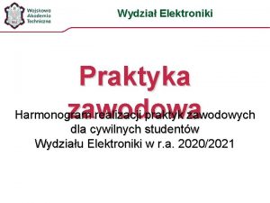 Wydzia Elektroniki Praktyka zawodowa Harmonogram realizacji praktyk zawodowych