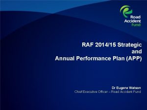 RAF 201415 Strategic and Annual Performance Plan APP