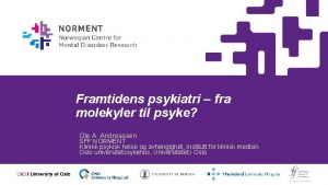 Framtidens psykiatri fra molekyler til psyke Ole A