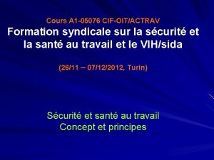 Cours A 1 05076 CIFOITACTRAV Formation syndicale sur