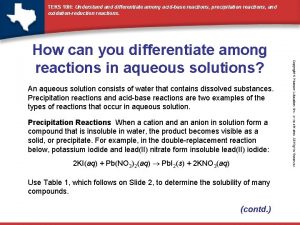 TEKS 10 H Understand differentiate among acidbase reactions