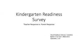 Kindergarten Readiness Survey Teacher Response vs Parent Response