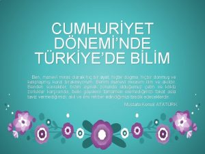 CUMHURYET DNEMNDE TRKYEDE BLM Ben manev miras olarak