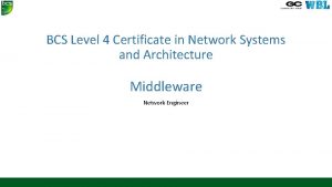 BCS Level 4 Certificate in Network Systems and