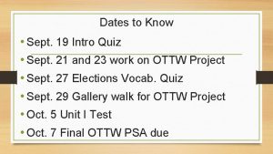 Dates to Know Sept 19 Intro Quiz Sept