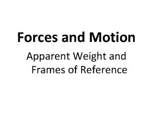 Forces and Motion Apparent Weight and Frames of