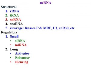 nc RNA Structural 1 r RNA 2 t