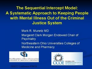 The Sequential Intercept Model A Systematic Approach to