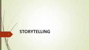 1 STORYTELLING Storytelling 2 Game Story Places for