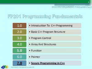 1 FP 201 PROGRAMMING FUNDAMENTALS FP 201 Programming 1 FP 201 PROGRAMMING FUNDAMENTALS FP 201 Programming