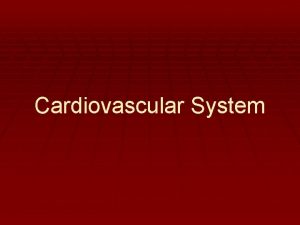 Cardiovascular System Functions of the Cardiovascular System Transport