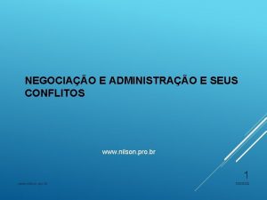 NEGOCIAO E ADMINISTRAO E SEUS CONFLITOS www nilson