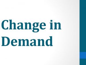 Change in Demand Change in the Quantity Demanded