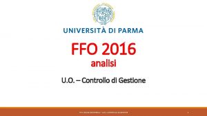 FFO 2016 analisi U O Controllo di Gestione