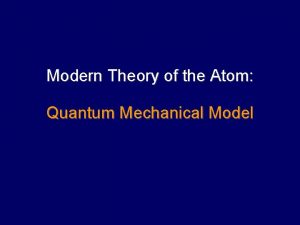 Modern Theory of the Atom Quantum Mechanical Model