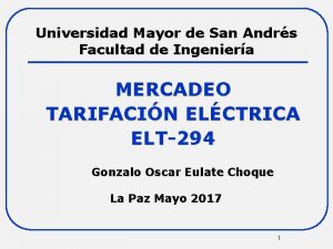 Universidad Mayor de San Andrs Facultad de Ingeniera