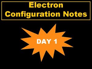 Electron Configuration Notes DAY 1 What is electron