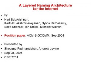 A Layered Naming Architecture for the Internet by