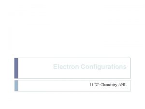 Electron Configurations 11 DP Chemistry AHL Orbital Energy