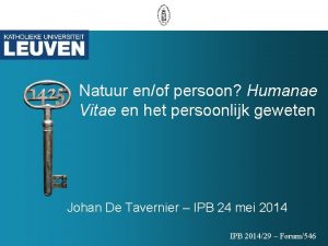 Natuur enof persoon Humanae Vitae en het persoonlijk