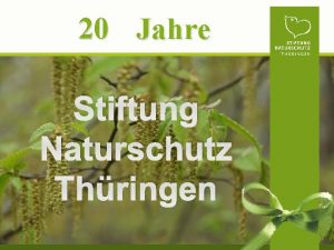 20 Jahre Stiftung Naturschutz Thringen 20 Jahre Stiftung