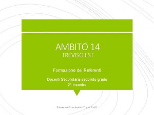 1 AMBITO 14 TREVISO EST Formazione dei Referenti