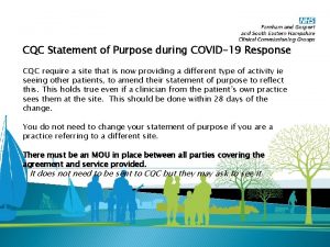 CQC Statement of Purpose during COVID19 Response CQC
