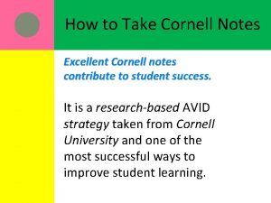How to Take Cornell Notes Excellent Cornell notes