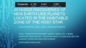 20192020 DISCOVERIES OF NEW EARTH LIKE PLANETS LOCATED