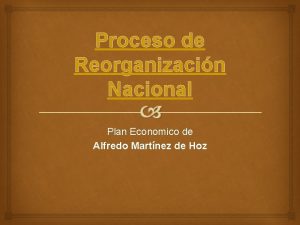 Proceso de Reorganizacin Nacional Plan Economico de Alfredo