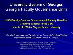 University System of Georgia Georgia Faculty Governance Units