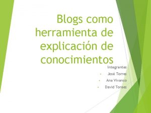 Blogs como herramienta de explicacin de conocimientos Integrantes