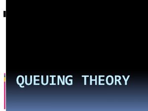 QUEUING THEORY INTRODUCTION A group of items waiting