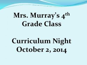 Mrs Murrays Grade Class th 4 Curriculum Night