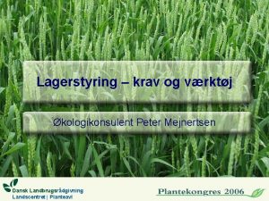 Lagerstyring krav og vrktj kologikonsulent Peter Mejnertsen Dansk