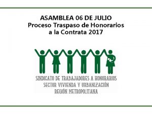 ASAMBLEA 06 DE JULIO Proceso Traspaso de Honorarios