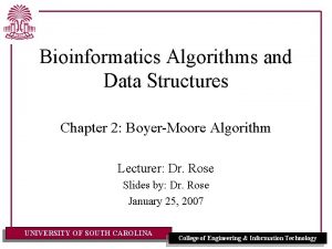 Bioinformatics Algorithms and Data Structures Chapter 2 BoyerMoore