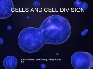 CELLS AND CELL DIVISION Kani Shiwani Vee Duong